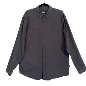 Patagonia Organic Cotton Utility Button Down Shirt L Forge Grey Workwear Outdoor